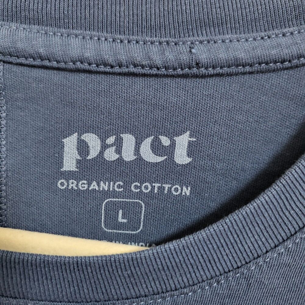 PACT Womens L Organic Cotton Blue Softspun Long Sleeve Pocket T- Shirt - Picture 2 of 7